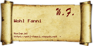 Wohl Fanni névjegykártya